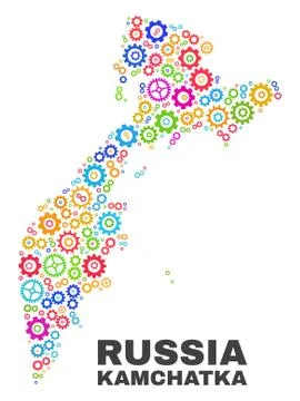 Mosaic Kamchatka Map of Gear Elements イラスト素材