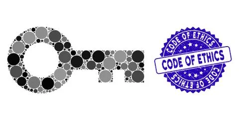 Mosaic Key Icon with Scratched Code of Ethics Seal Stockillustratie