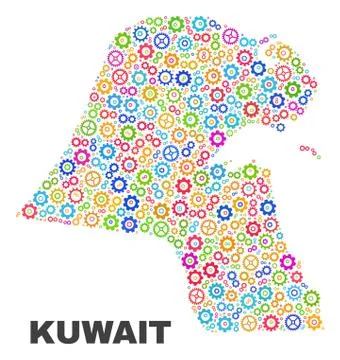 Mosaic Kuwait Map of Gearwheel Elements Illustrazione stock