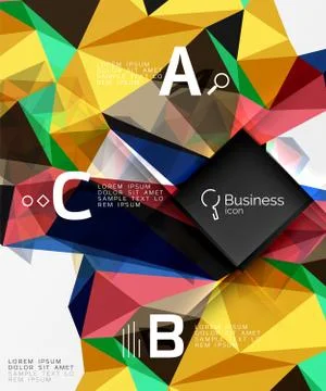 Mosaic low poly abstract background with infographics Stock Illustration