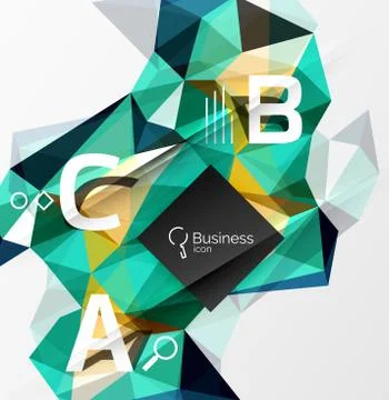 Mosaic low poly abstract background with infographics Stock Illustration