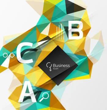 Mosaic low poly abstract background with infographics Stock Illustration
