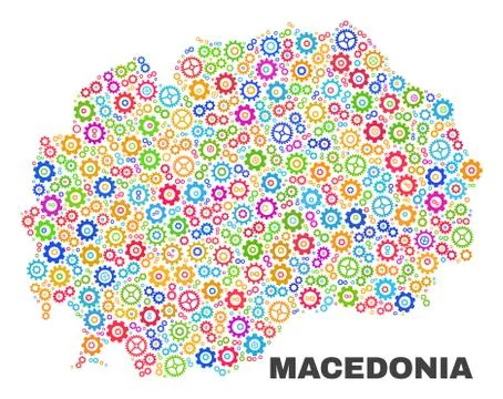 Mosaic Macedonia Map of Gearwheel Elements Stock Illustration
