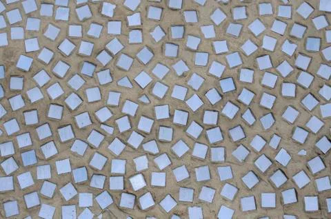 Mosaic made from broken blue ceramic tiles Stock Photos