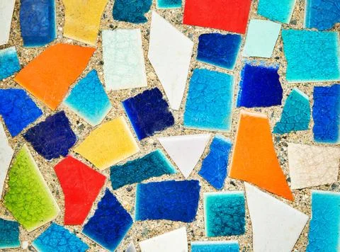 A mosaic made of broken pieces of colored glass Stock Photos