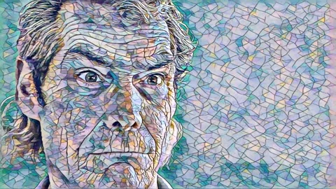 Mosaic Man Angry Stock Footage 237029602