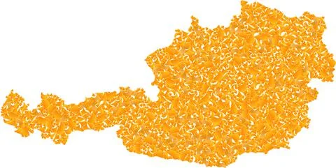 Mosaic Map of Austria - Gold Composition of Debris Fractions in Yellow Shades Stock Illustration