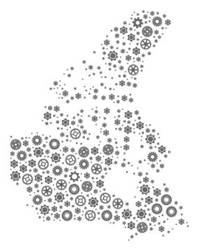 Mosaic Map Of Canada with Cogs Illustrazione stock