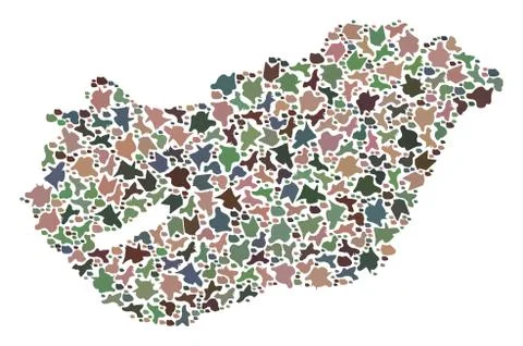 Mosaic Map of Hungary of Pebbles Stock Illustration