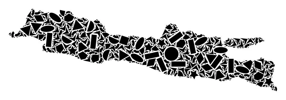 Mosaic Map Of Java Island of Geometric Figures Stock-Illustration
