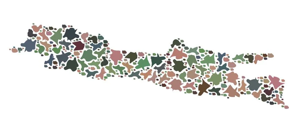 Mosaic Map of Java Island of Pebbles Illustration