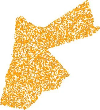 Mosaic Map of Jordan - Gold Composition of Debris Fractions in Yellow Tints Stock Illustration