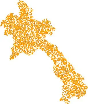 Mosaic Map of Laos - Gold Composition of Shard Fragments in Yellow Tones Stock Illustration