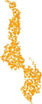 Mosaic Map of Malawi - Golden Composition of Shatter Fragments in Yellow Colors Stock Illustration