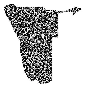 Mosaic Map Of Namibia of Geometric Shapes Illustrazione stock