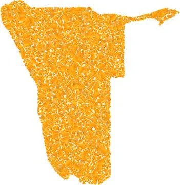Mosaic Map of Namibia - Gold Composition of Debris Fragments in Yellow Tones Stock Illustration