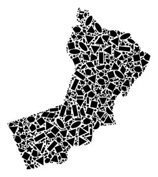 Mosaic Map Of Oman of Geometric Figures Stock Illustration
