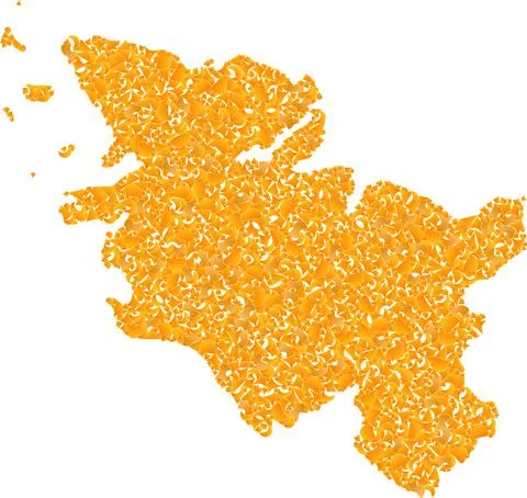 Mosaic Map of Schleswig-Holstein State - Golden Composition of Shatter Parts in Stock Illustration