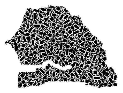 Mosaic Map Of Senegal of Geometric Figures Stock Illustration