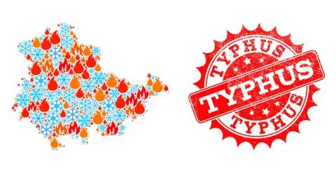 Mosaic Map of Thuringia State of Flame and Snow and Typhus Scratched Stamp Illustrazione stock