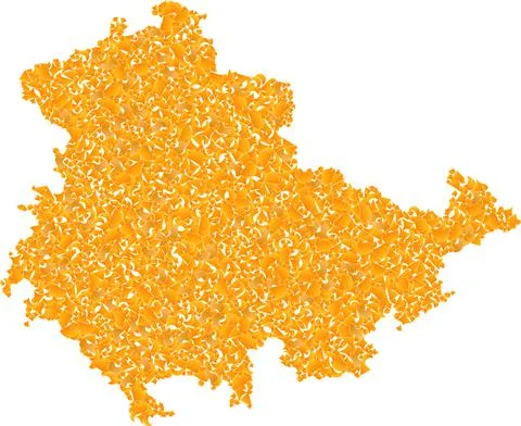 Mosaic Map of Thuringia State - Gold Composition of Shard Elements in Yellow Illustrazione stock