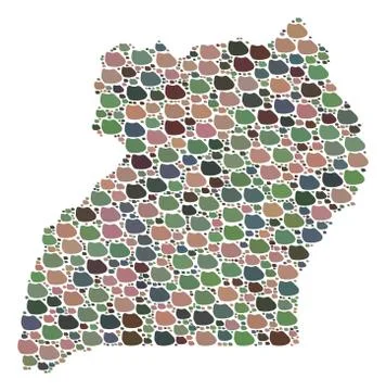 Mosaic Map of Uganda of Pebbles Stock Illustration