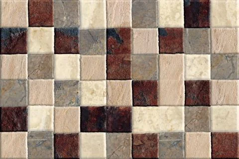 Mosaic marble blocks wall background texture. Stock Photos