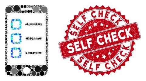 Mosaic Mobile Test with Scratched Self Check Stamp Stock Illustration