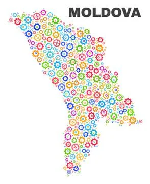 Mosaic Moldova Map of Gear Elements イラスト素材