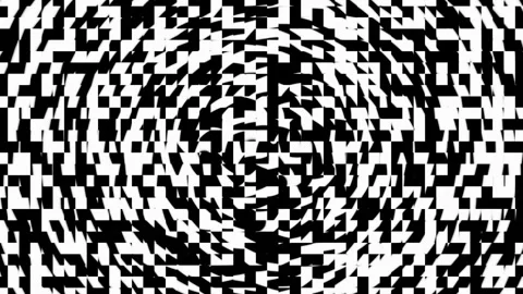 Mosaic monochrome rectangles move in waves from circle. Graphical looped backgro Stockbeeldmateriaal 248271500