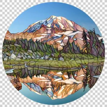 Mosaic Mountain Circle Illustrazione stock
