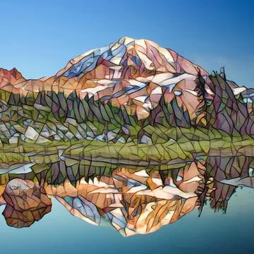 Mosaic Mountain Scenery Illustrazione stock