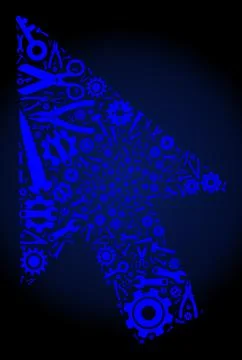 Mosaic Mouse Cursor of Industrial Tools in Blue Colors Stock Illustration