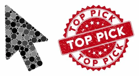 Mosaic Mouse Pointer with Textured Top Pick Seal Stock Illustration