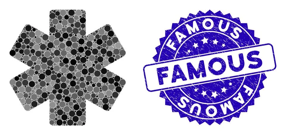 Mosaic Multiply Math Operation Icon with Textured Famous Seal Illustrazione stock