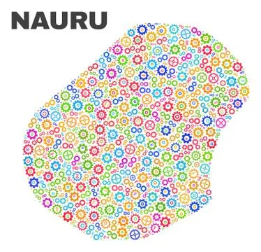 Mosaic Nauru Map of Gear Elements Stock Illustration