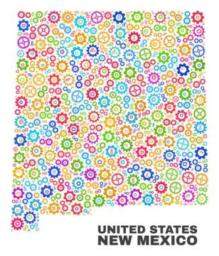 Mosaic New Mexico State Map of Cogwheel Elements Illustrazione stock