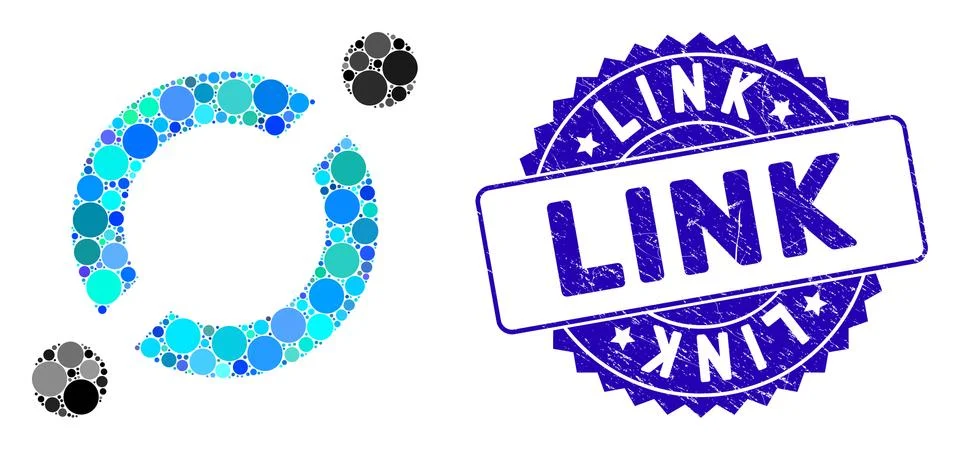 Mosaic Node Link Icon with Grunge Link Stamp Illustrazione stock