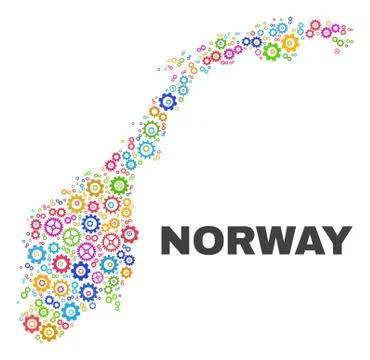 Mosaic Norway Map of Gear Elements Illustrazione stock