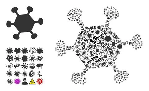 Mosaic Parasite Microbe Icon of Flu Microbes Stock-Illustration