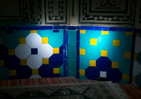 Mosaic pattern with ceramic tiles in sultan amir ahmad bathhouse, Isfahan Stock Photos