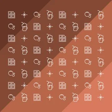 Mosaic pattern of chocolate. Smoothie icon. Vector thin line mini set symbols 스톡 일러스트