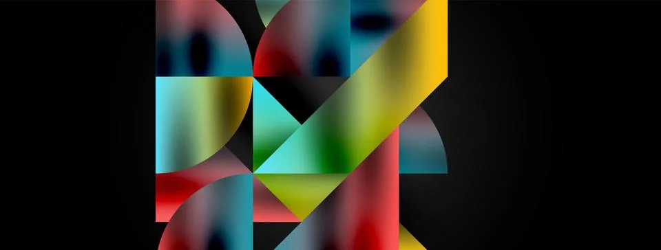 Mosaic pattern composition featuring harmonious interplay of triangles, lines 库存插图