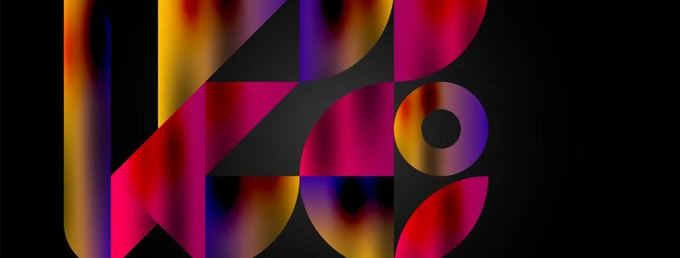 Mosaic pattern composition featuring harmonious interplay of triangles, lines Ilustración de archivo