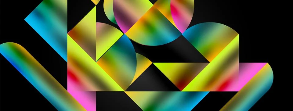 Mosaic pattern composition featuring harmonious interplay of triangles, lines 库存插图