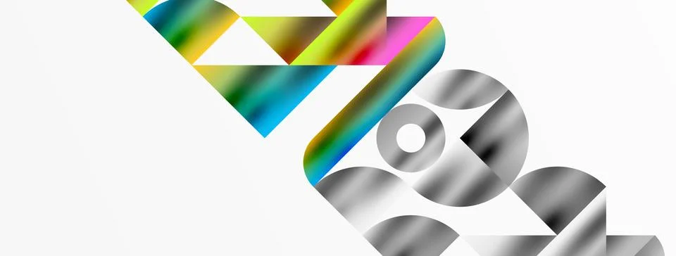 Mosaic pattern composition featuring harmonious interplay of triangles, lines 库存插图