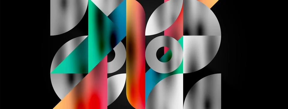 Mosaic pattern composition featuring harmonious interplay of triangles, lines 库存插图