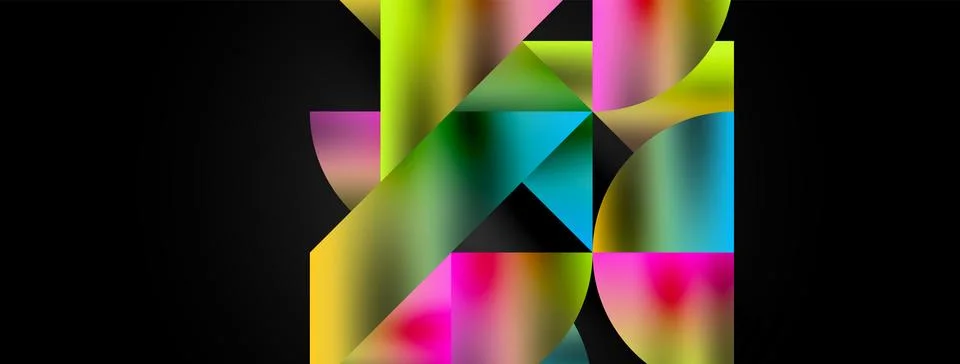 Mosaic pattern composition featuring harmonious interplay of triangles, lines Stock Illustration