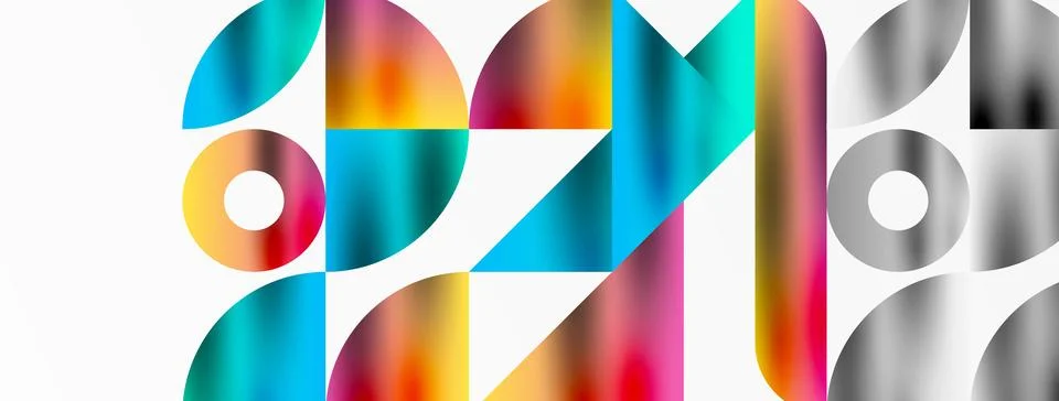 Mosaic pattern composition featuring harmonious interplay of triangles, lines Ilustración de archivo