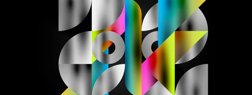 Mosaic pattern composition featuring harmonious interplay of triangles, lines Stock Illustration